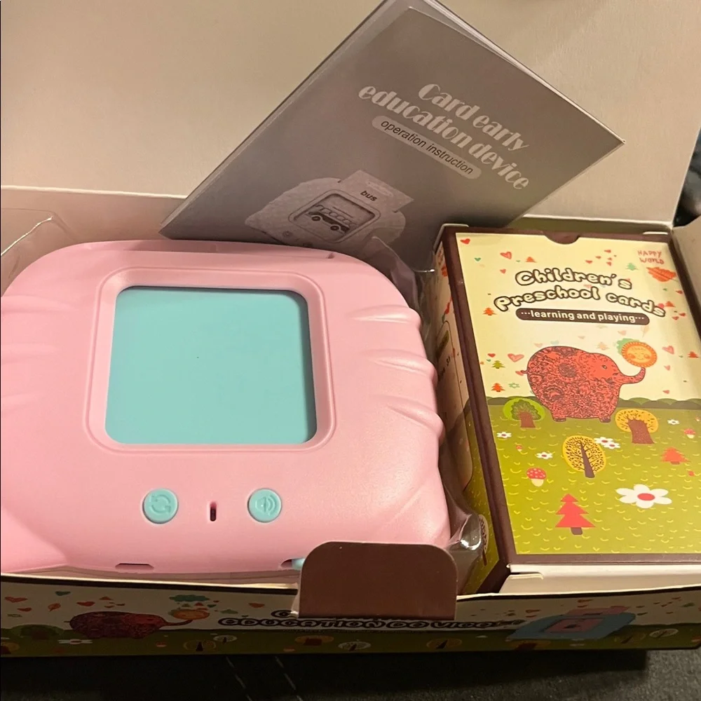 Flash Cards Happy World Card Early Education Device Electronic Learning Toy Pink
